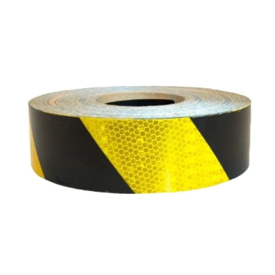 安赛瑞 SAFEWARE 14357 超级晶格反光警示胶带（黄/黑）超级晶格反光材料,黄/黑,50mm×50m