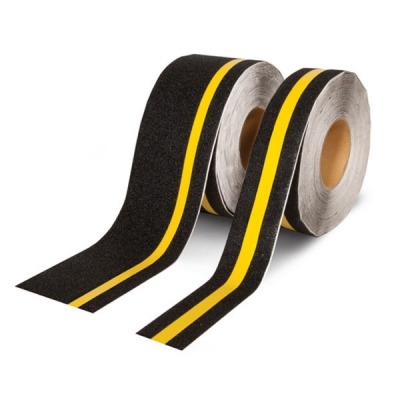 安赛瑞SAFEWARE 14402反光条防滑胶带（反光条款）黄色反光条+金刚砂防滑颗粒黑色50mm×18m