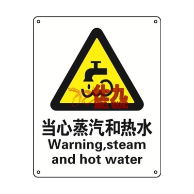 安赛瑞 SAFEWARE 35126 警告类安全标识（当心蒸汽和热水）1mm厚铝板，250mm（W)×315mm(H)，中英文