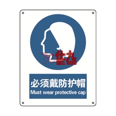 安赛瑞 SAFEWARE 30901 强制类安全标识（必须戴防护帽）高性能不干胶，250mm（W)×315mm(H)，中英文
