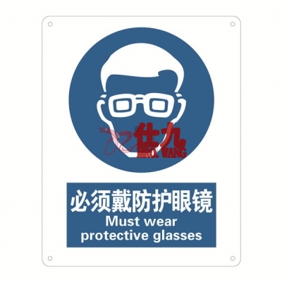 安赛瑞 SAFEWARE 30902 强制类安全标识（必须戴防护眼镜）高性能不干胶，250mm（W)×315mm(H)，中英文