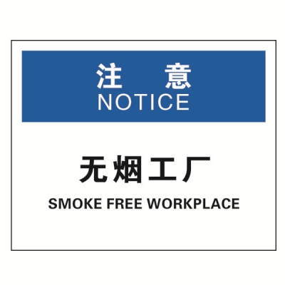 安赛瑞 SAFEWARE 20208 禁烟/吸烟标识（注意无烟工厂）ABS板,250×315mm,中英文