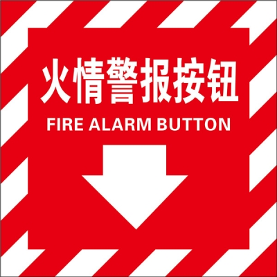 安赛瑞 SAFEWARE 20211 消防警示标签（火情警报按钮）不干胶,100×100mm,中英文，10片/包