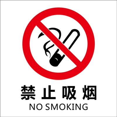 安赛瑞 SAFEWARE 20229 消防警示标签（禁止吸烟）不干胶,100×100mm,中英文，10片/包