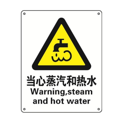 安赛瑞 SAFEWARE 30826 警告类安全标识（当心蒸汽和热水）1.5mm厚ABS工程塑料板，250mm（W)×315mm(H)，中英文