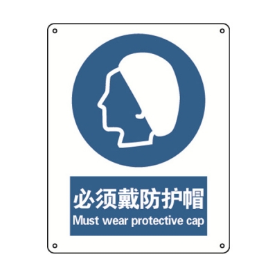 安赛瑞 SAFEWARE 31001 强制类安全标识（必须戴防护帽）1.5mm厚ABS工程塑料板，250mm（W)×315mm(H)，中英文