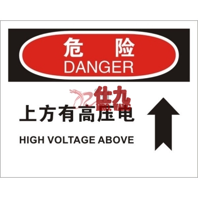 安赛瑞 SAFEWARE 31161 电气伤害标识（危险上方有高压电）高性能不干胶，250mm（W)×315mm(H)，中英文