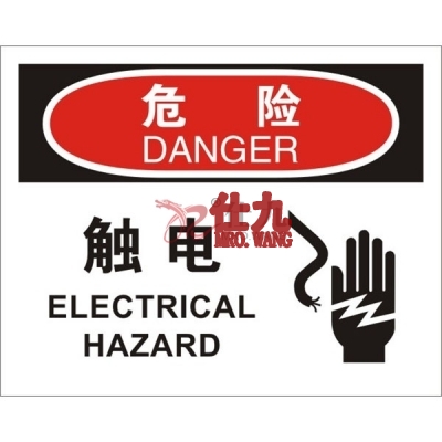 安赛瑞 SAFEWARE 31650 电气伤害标识（危险触电）1.5mm厚ABS工程塑料板，250mm（W)×315mm(H)，中英文
