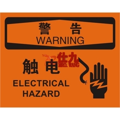 安赛瑞 SAFEWARE 31663 电气伤害标识（警告触电）1.5mm厚ABS工程塑料板，250mm（W)×315mm(H)，中英文
