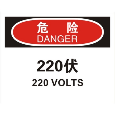 安赛瑞 SAFEWARE 31662 电气伤害标识（危险220伏）1.5mm厚ABS工程塑料板，250mm（W)×315mm(H)，中英文