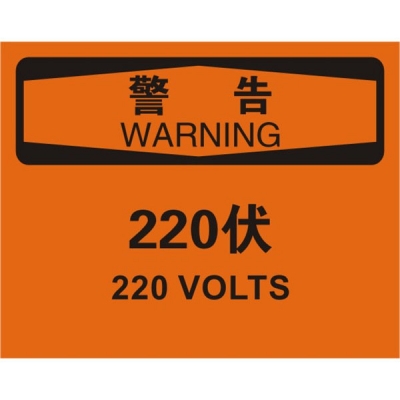 安赛瑞 SAFEWARE 31665 电气伤害标识（警告220伏）1.5mm厚ABS工程塑料板，250mm（W)×315mm(H)，中英文