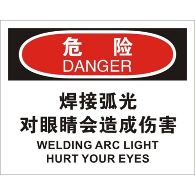 安赛瑞 SAFEWARE 31200 个人防护装备标识(危险焊接弧光对眼睛会造成伤害)高性能不干胶，250mm（W)×315mm(H)，中英文