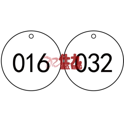 安赛瑞 SAFEWARE 14850 塑料号码吊牌 圆形,Φ31.8mm,白底黑字,号码从001到100,100个/包