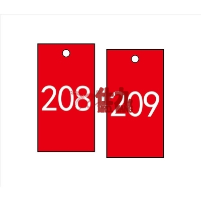 安赛瑞 SAFEWARE 14879 塑料号码吊牌 长方形,25.4×76.2mm,红底白字,号码从201到300,100个/包