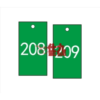 安赛瑞 SAFEWARE 14882 塑料号码吊牌 长方形,25.4×76.2mm,绿底白字,号码从201到300,100个/包