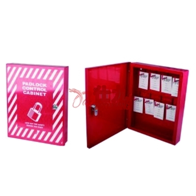 安赛瑞SAFEWARE 14732 锁具管理箱（套装）红色粉末喷涂钢板,箱门可上锁,包含8把长梁钢制安全挂锁,8个耐用聚酯吊牌,260×322×55mm