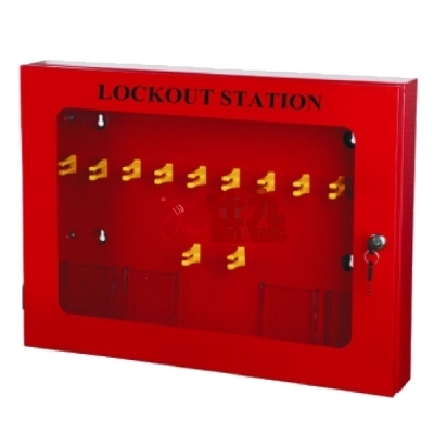 安赛瑞SAFEWARE 14739 锁具管理箱（空箱）红色粉末喷涂钢板,透明箱门可上锁,580×430×90mm