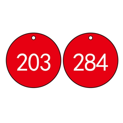 安赛瑞 SAFEWARE 14772 塑料号码吊牌 圆形,Φ29mm,红底白字,号码从201到300,100个/包