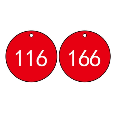 安赛瑞 SAFEWARE 14775 塑料号码吊牌 圆形,Φ29mm,红底白字,号码从101到200,100个/包