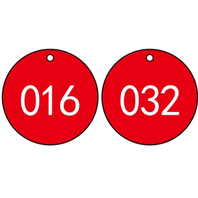 安赛瑞 SAFEWARE 14841 塑料号码吊牌 圆形,Φ31.8mm,红底白字,号码从001到100,100个/包