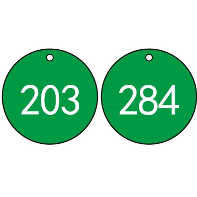安赛瑞 SAFEWARE 14846 塑料号码吊牌 圆形,Φ31.8mm,绿底白字,号码从201到300,100个/包