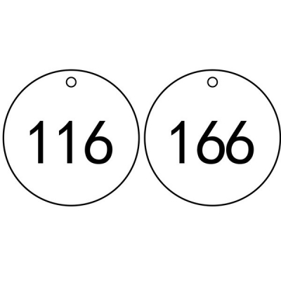 安赛瑞 SAFEWARE 14851 塑料号码吊牌 圆形,Φ31.8mm,白底黑字,号码从101到200,100个/包