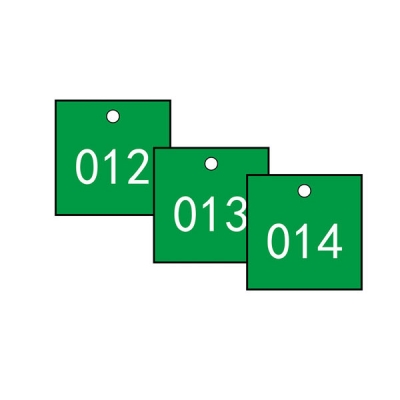 安赛瑞 SAFEWARE 14856 塑料号码吊牌 正方形,31.8×31.8mm,绿底白字,号码从001到100,100个/包