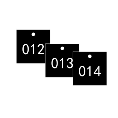 安赛瑞 SAFEWARE 14859 塑料号码吊牌 正方形,31.8×31.8mm,黑底白字,号码从001到100,100个/包