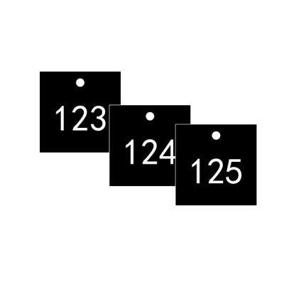 安赛瑞 SAFEWARE 14860 塑料号码吊牌 正方形,31.8×31.8mm,黑底白字,号码从101到200,100个/包