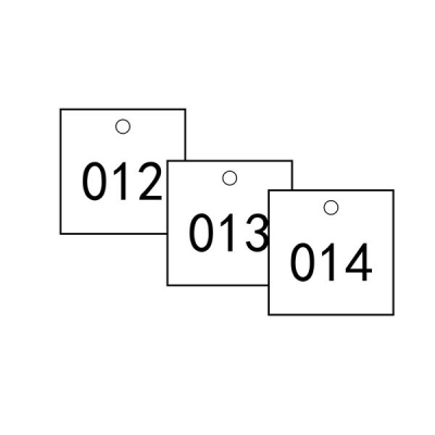 安赛瑞 SAFEWARE 14862 塑料号码吊牌 正方形,31.8×31.8mm,白底黑字,号码从001到100,100个/包