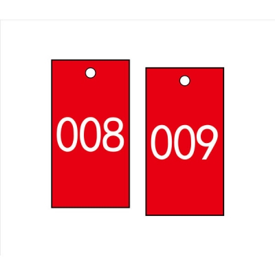 安赛瑞 SAFEWARE 14877 塑料号码吊牌 长方形,25.4×76.2mm,红底白字,号码从001到100,100个/包