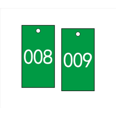 安赛瑞 SAFEWARE 14880 塑料号码吊牌 长方形,25.4×76.2mm,绿底白字,号码从001到100,100个/包