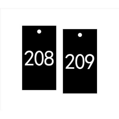 安赛瑞 SAFEWARE 14885 塑料号码吊牌 长方形,25.4×76.2mm,黑底白字,号码从201到300,100个/包