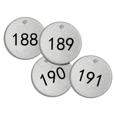 安赛瑞 SAFEWARE 14782 反光塑料号码吊牌 圆形,Φ38.1mm,银底黑字,号码从176到200,25个/包