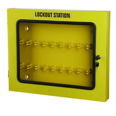 安赛瑞SAFEWARE 14738 锁具管理箱（空箱）黄色粉末喷涂钢板,透明箱门可上锁,560×460×70mm