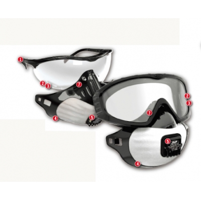 洁适比JSP 11-1103 黑框/透明片防护眼镜、P2VC口罩 FilterSpec Black with FMP2 Odour Valve Filter(Clear Lens) 