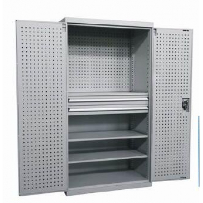 灰色双开门置物柜 （带挂板 三层板 二抽屉）HWS320-G STORAGEMAID