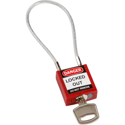 贝迪（brady）软质钢缆挂锁 4mm钢丝绳锁具40/20cm锁梁 锁芯互异