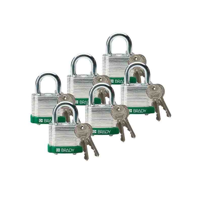 贝迪（brady）钢制挂锁挂牌锁具 1.9cm钢锁梁 锁芯互异 6把/包