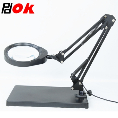 PDOK悬臂支架台式放大镜PD127 LED灯亮度可调 线路板维修珠宝检测