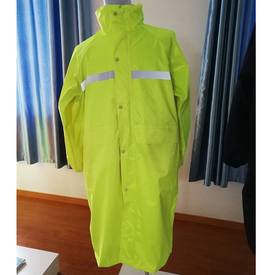 白云青鸟RF365带反光条环卫风衣防雨服连体雨衣中长款工作服