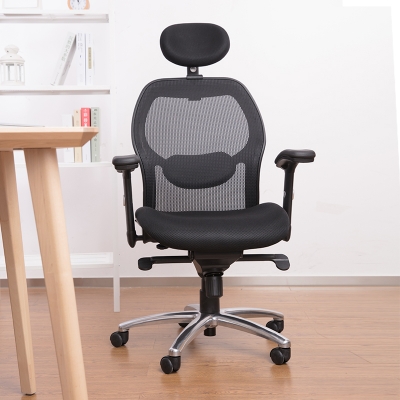 得力4903办公椅(黑)多功能调节升降转椅 耐磨防滑透气网布员工椅
