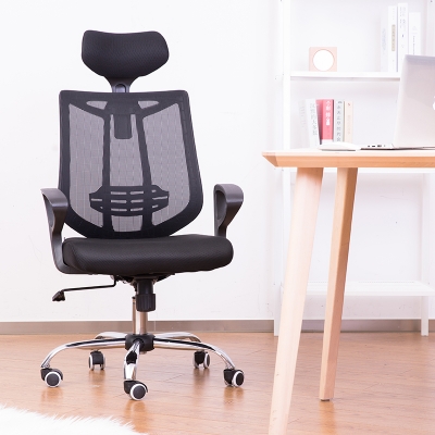 得力4905办公椅(黑)多功能调节升降转椅 耐磨防滑透气网布员工椅