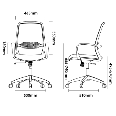 得力87095办公椅(深灰 橡皮红)网面升降转椅职员椅 莱特三级气杆