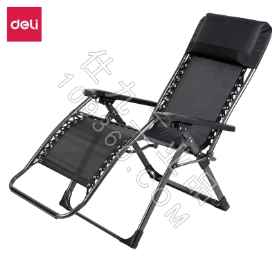 得力33319网布折叠椅(黑)办公躺椅 耐磨防滑透气员工椅 两个装