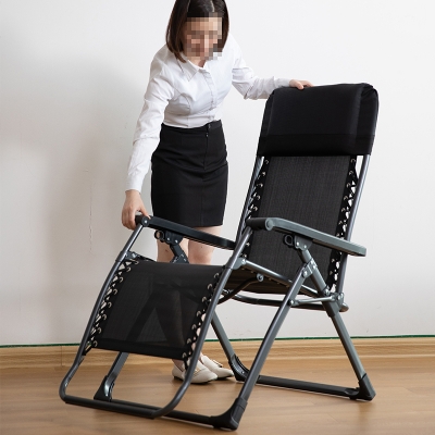 得力33319网布折叠椅(黑)办公躺椅 耐磨防滑透气员工椅 两个装
