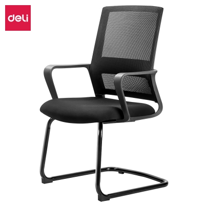 得力87091会议椅(黑)网面办公椅职员椅网布椅 两个装