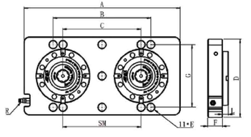 气压解锁式两工位基础板  HANNIBAL/汉尼巴尔  99-7070-62