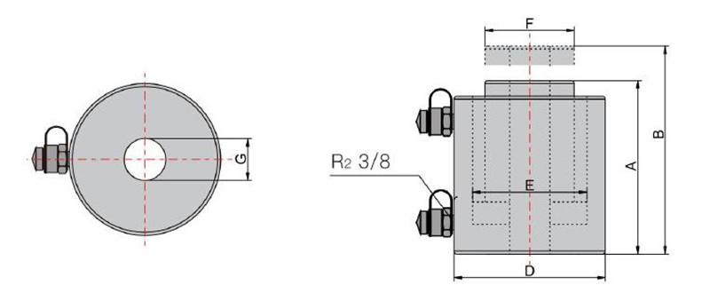 双作用 合金钢中空柱塞液压油缸  KENTA/克恩达  KT9-2020-742