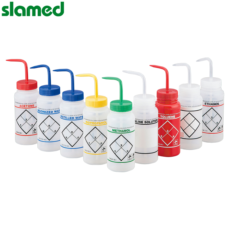 SLAMED PE制塑料带标签清洗瓶 蓝色(标签去离子水) 500ml  slamed/沙拉蒙德  SD7-111-238
